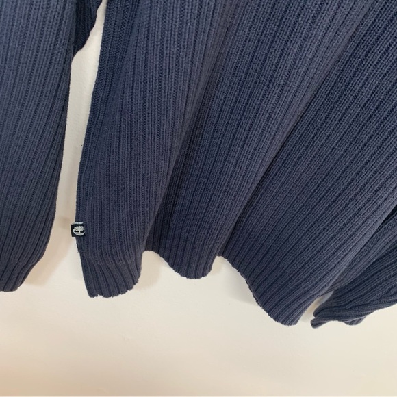 Timberland Heavy Chunky Sweater Men XL  Blue 100% Cotton Rib Thick Knit 3 Button - Picture 4 of 10